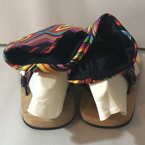 CHULA Sandals Women's Size US7 Pink Green Multicolor Mexican Striped Fabric - Picture 4 of 11